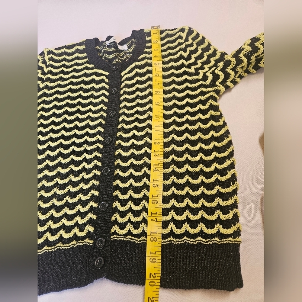 Zara-Cardigan Women's S Black And Lime 81%Cotton. - Picture 5 of 8